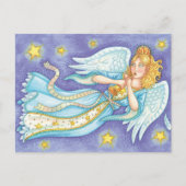 Cute Kerstmis, Musician Angel die haar paard speel Feestdagenkaart (Voorkant)