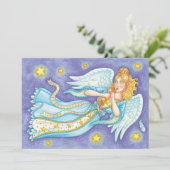 Cute Kerstmis, Musician Angel die haar paard speel Kaart (Staand voorkant)