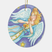 Cute Kerstmis, Musician Angel die haar paard speel Keramisch Ornament (Links)