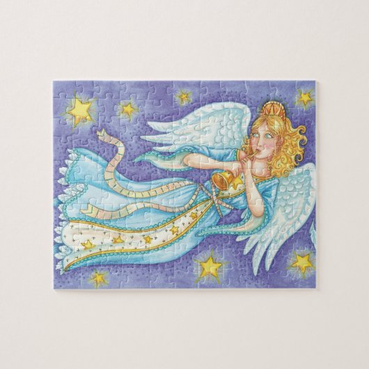 Cute Kerstmis, Musician Angel die haar paard speel Legpuzzel (Horizontaal)
