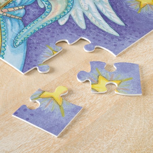 Cute Kerstmis, Musician Angel die haar paard speel Legpuzzel (Zijkant)