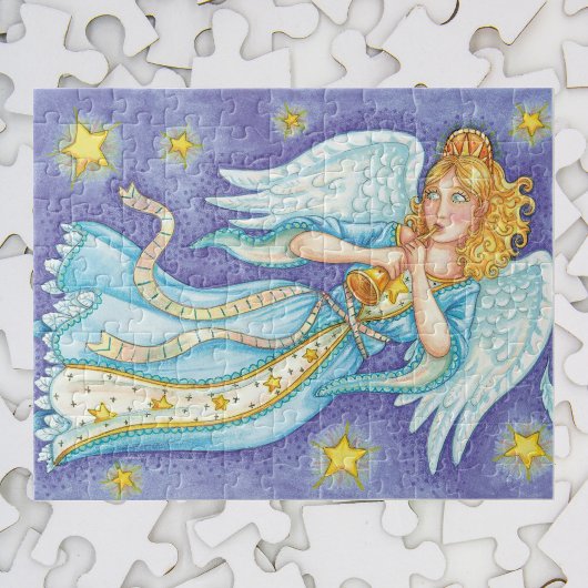 Cute Kerstmis, Musician Angel die haar paard speel Legpuzzel