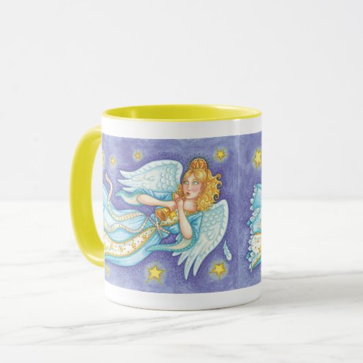 Cute Kerstmis, Musician Angel die haar paard speel Mok (Voorkant links)