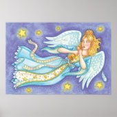 Cute Kerstmis, Musician Angel die haar paard speel Poster (Voorkant)
