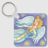 Cute Kerstmis, Musician Angel die haar paard speel Sleutelhanger (Voorkant)