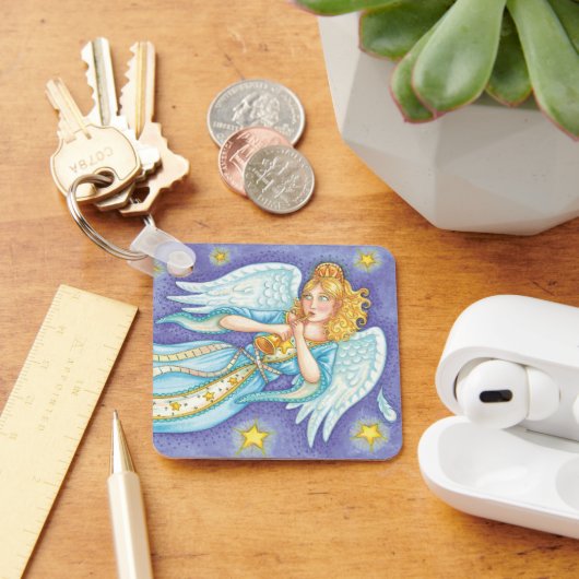 Cute Kerstmis, Musician Angel die haar paard speel Sleutelhanger (Bureau)