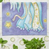 Cute Kerstmis, Musician Angel die haar paard speel Theedoek (Gevouwen)