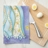 Cute Kerstmis, Musician Angel die haar paard speel Theedoek (Quarter Fold)