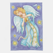 Cute Kerstmis, Musician Angel die haar paard speel Theedoek (Verticaal)