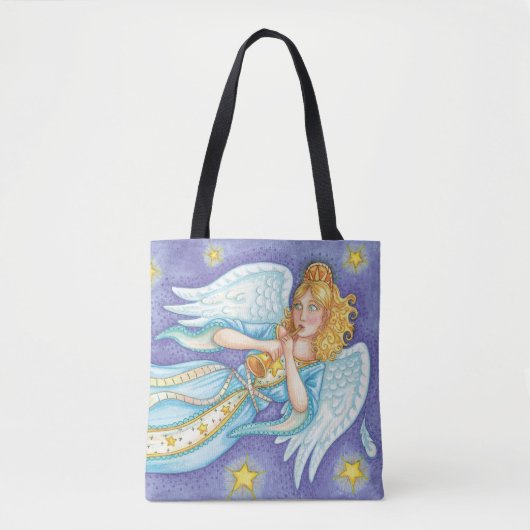 Cute Kerstmis, Musician Angel die haar paard speel Tote Bag (Voorkant)