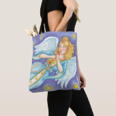 Cute Kerstmis, Musician Angel die haar paard speel Tote Bag (Dichtbij)