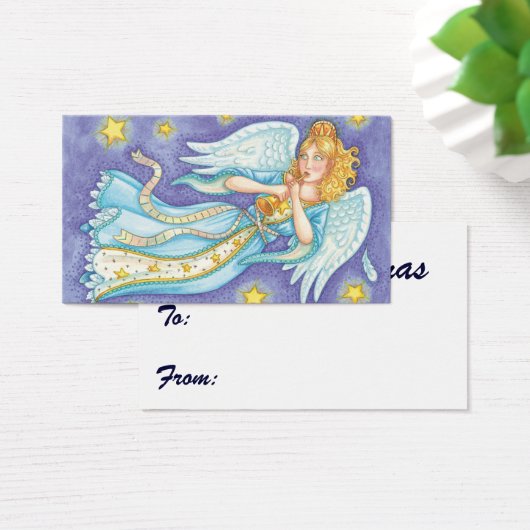 Cute Kerstmis, Musician Angel die haar paard speel Visitekaartjes (Bureau)