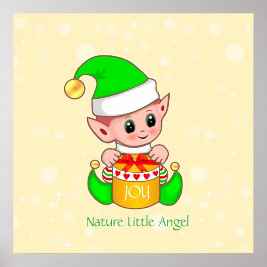 Cute Kerstmis Natuur Angelic Elf Poster (Voorkant)
