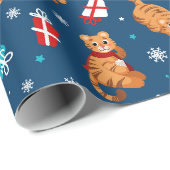 Cute Kerstmis/Nieuwjaar Tijger Inpakpapier (Rol Hoek)