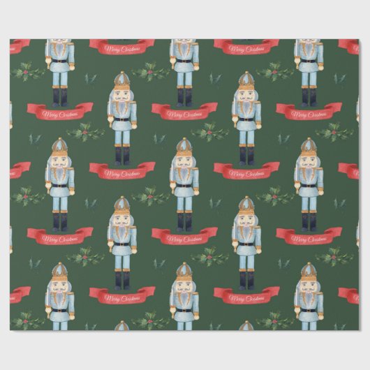 Cute Kerstmis Nutcracker Pattern Cadeaupapier (Vlak)