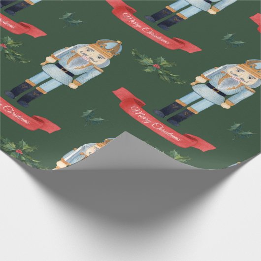 Cute Kerstmis Nutcracker Pattern Cadeaupapier (Hoek)