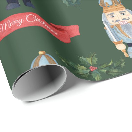Cute Kerstmis Nutcracker Pattern Cadeaupapier (Rol Hoek)