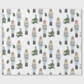 Cute Kerstmis Nutcracker Pattern Cadeaupapier (Vlak)