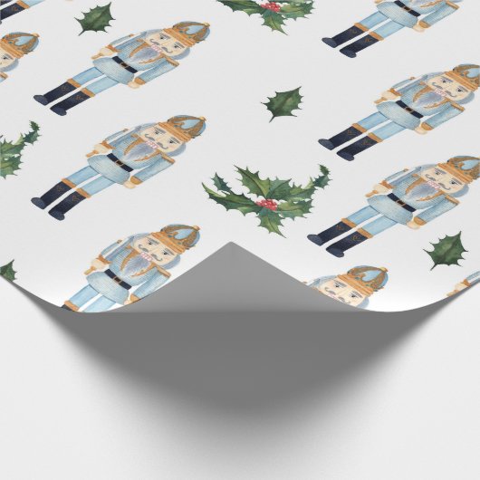 Cute Kerstmis Nutcracker Pattern Cadeaupapier (Hoek)