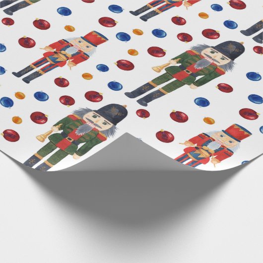 Cute Kerstmis Nutcracker Pattern Cadeaupapier (Hoek)