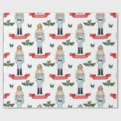 Cute Kerstmis Nutcracker Pattern Cadeaupapier (Vlak)