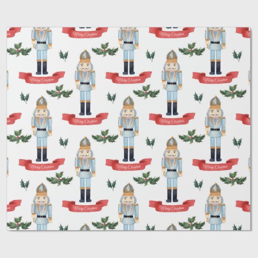 Cute Kerstmis Nutcracker Pattern Cadeaupapier (Vlak)