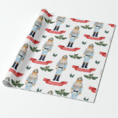 Cute Kerstmis Nutcracker Pattern Cadeaupapier (Uitgerold)