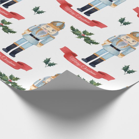 Cute Kerstmis Nutcracker Pattern Cadeaupapier (Hoek)