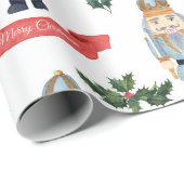 Cute Kerstmis Nutcracker Pattern Cadeaupapier (Rol Hoek)