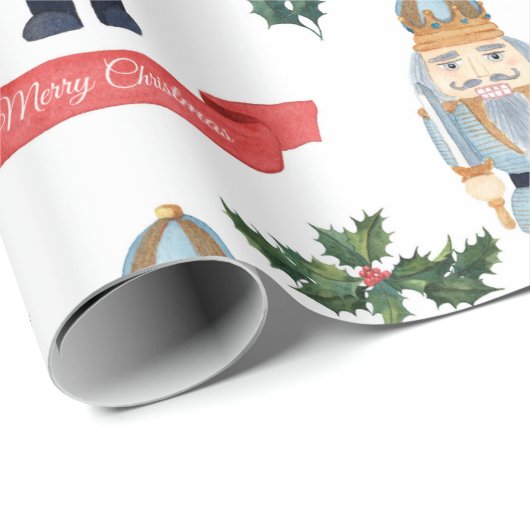 Cute Kerstmis Nutcracker Pattern Cadeaupapier (Rol Hoek)