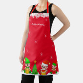 Cute Kerstmis op Elf Squad en Snowflakes op Red Schort (Insitu)