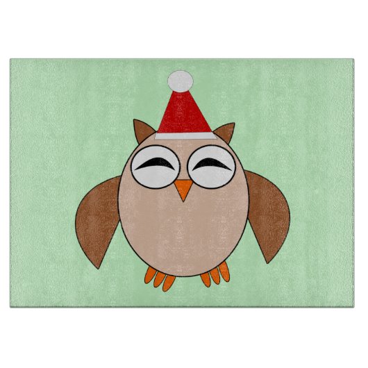 Cute Kerstmis Owl Custom Cutting Board Snijplank (Voorkant)