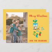 Cute Kerstmis Owl Photo Feestdagenkaart (Voorkant / Achterkant)