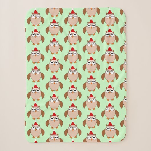 Cute Kerstmis Owl Sherpa Blanket Deken (Voorkant)
