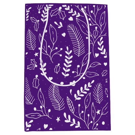 Cute Kerstmis Paars Pattered Medium Cadeauzakje (Voorkant)