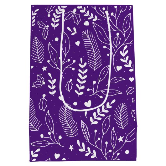 Cute Kerstmis Paars Pattered Medium Cadeauzakje (Achterkant)