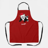 Cute Kerstmis Panda Beer Gepersonaliseerd Rood Schort (Voorkant)