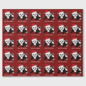 Cute Kerstmis Panda Beer Gepersonaliseerde Rode Va Cadeaupapier (Vlak)