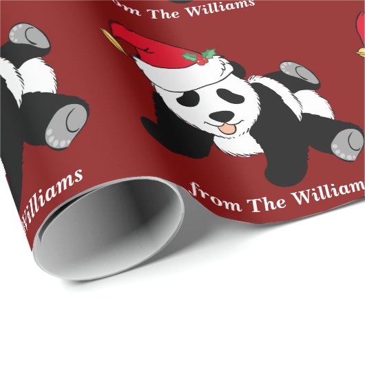 Cute Kerstmis Panda Beer Gepersonaliseerde Rode Va Cadeaupapier (Rol Hoek)