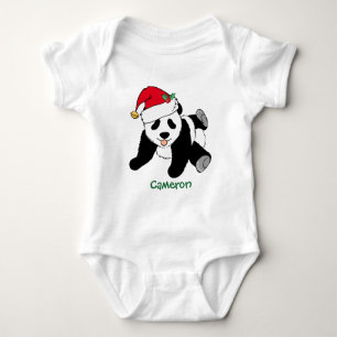 Cute Kerstmis Panda-Beer in Santa Hat Custom Romper