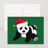Cute Kerstmis Panda-Beer in Santa Hat Feestdagenkaart (Voorkant / Achterkant)