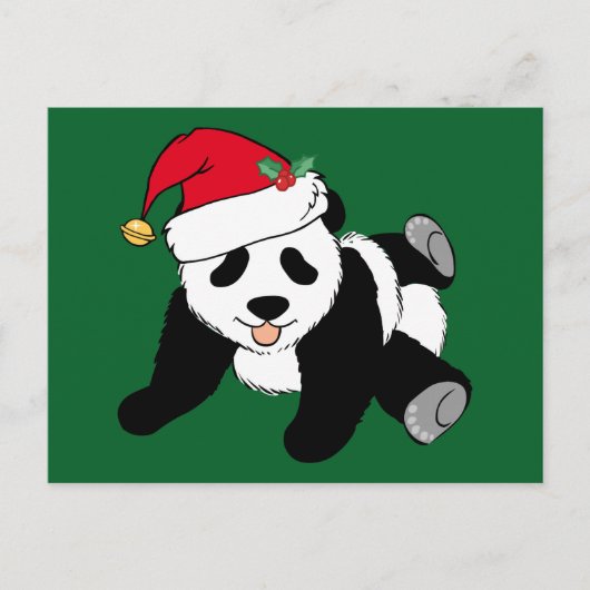Cute Kerstmis Panda-Beer in Santa Hat Feestdagenkaart (Voorkant)