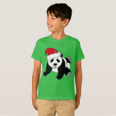 Cute Kerstmis Panda-Beer in Santa Hat Kinder Green T-shirt (Voorkant volledig)