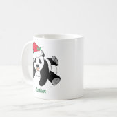 Cute Kerstmis Panda Beer in Santa Hat Monogram Koffiemok (Voorkant links)