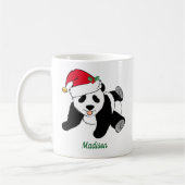 Cute Kerstmis Panda Beer in Santa Hat Monogram Koffiemok (Links)