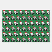 Cute Kerstmis Panda Beer Kinder Green Holiday Inpakpapier Vel (Voorkant 3)