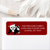 Cute Kerstmis Panda Beer Red Return Address Etiket (Insitu)