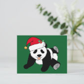 Cute Kerstmis Panda Beer Santa Hat Green Briefkaart (Staand voorkant)