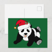Cute Kerstmis Panda Beer Santa Hat Green Briefkaart (Voorkant / Achterkant)