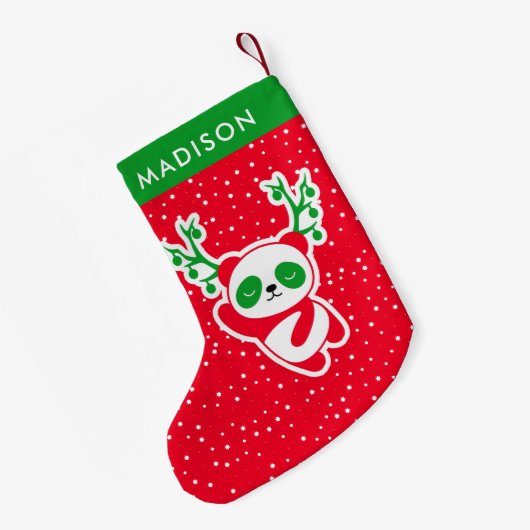 Cute Kerstmis Panda Star Pattern Persoonlijk Kleine Kerstsok (Achterkant (Hangend))